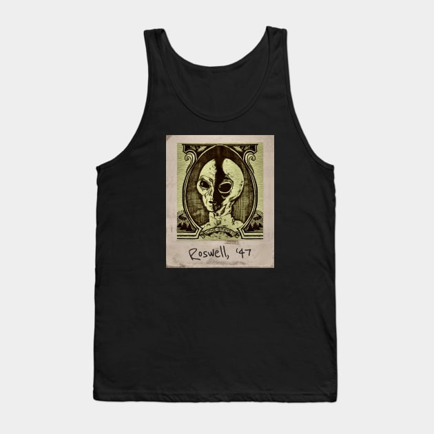 The Greys - Alien Dollar Portrait, Roswell 1947 Tank Top by Rabid Penguin Records